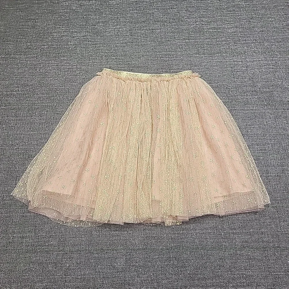 Cat & Jack Girls' Pink Pull On Skirt with Mesh Overlay Size X-Small 4/5